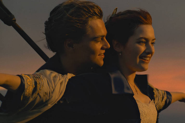Kate Winslet e Leonardo DiCaprio no filme "Titanic", de James Cameron