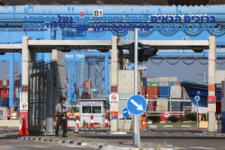 A view of Ashdod port after the Israeli cabinet approved the temporary use of the port for aid deliveries into Gaza
