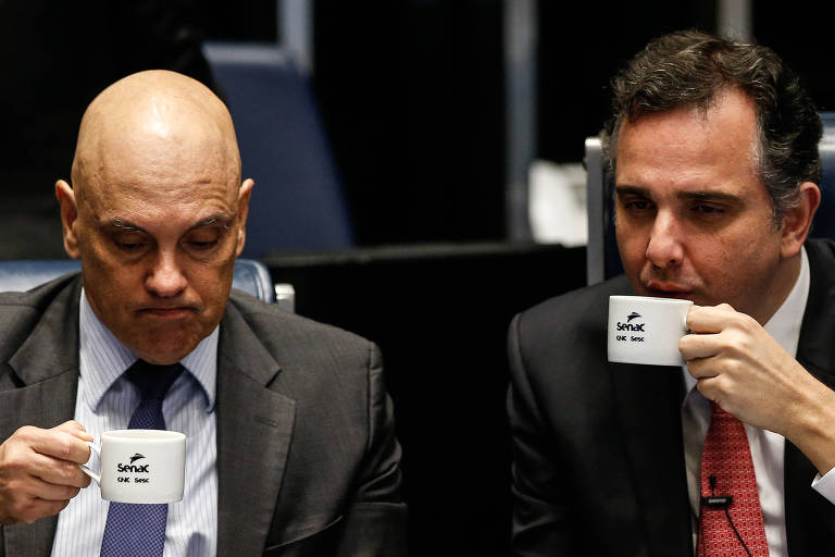 Cenas de Brasília: Alexandre de Moraes e Rodrigo Pacheco em visita surpresa de ministro ao Senado