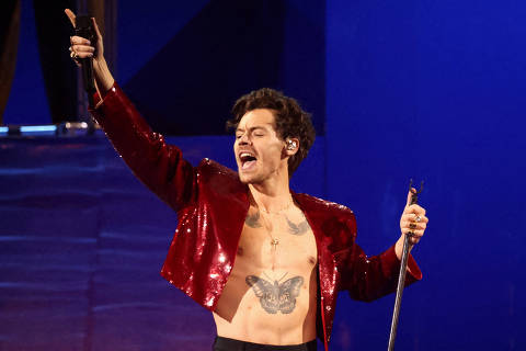 FILE PHOTO: Harry Styles performs at the Brit Awards at the O2 Arena in London, Britain, February 11, 2023. REUTERS/Henry Nicholls/File Photo ORG XMIT: FW1