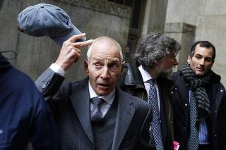 File photo of real estate heir Robert Durst leaving for a lunch break after appearing in a criminal courtroom for his trial on charges of trespassing on property owned by his estranged family, in New York