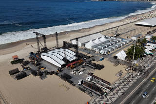 Stage for Madonna's concert on Copacabana beach in Rio de Janeiro