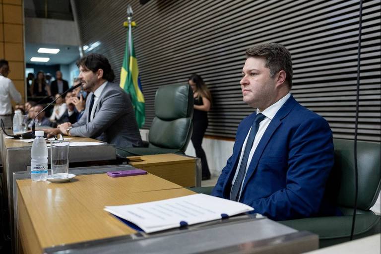 O deputado estadual André Bueno (PL) durante sessão na Alesp