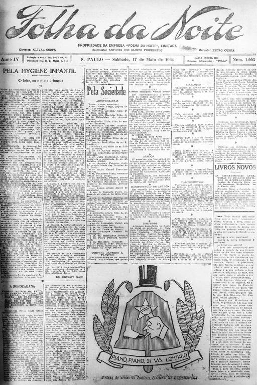 Primeira Página da Folha da Noite de 17 de maio de 1924