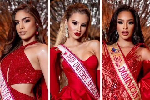 Miss Teen Universe 2024: Candidatas dos EUA (esq.), Brasil (centro) e República Dominicana (dir.) disputam concurso