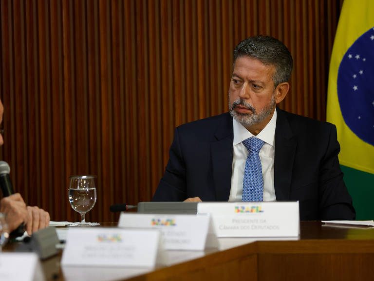 O presidente da Câmara dos Deputados, Arthur Lira (PP-AL), em reunião no Palácio do Planalto, em Brasília