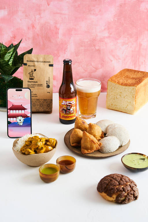 Na foto vemos a cerveja Jaspion e algumas comidinhas asiáticos como shokupan, famosas, Chou Cream e outros produtos que estarão disponíveis na 2ª edição do NekôFest, festival de comida e cultura asiática que acontece em São Paulo
