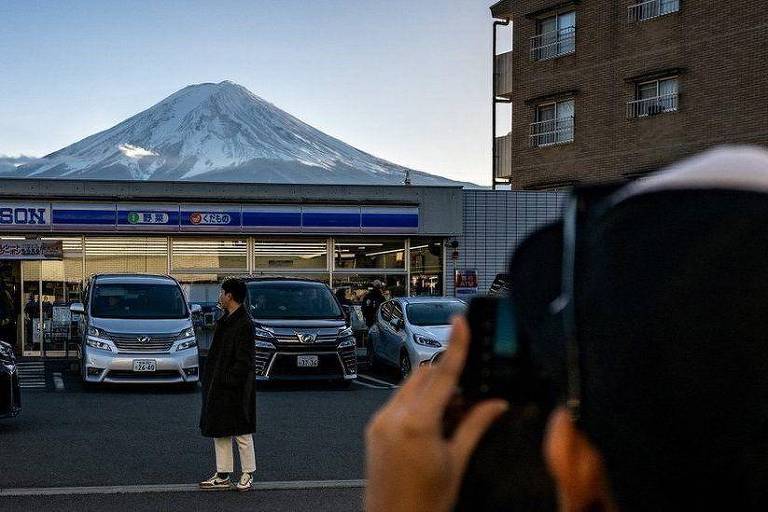 Vista fotografada do Monte Fuji

