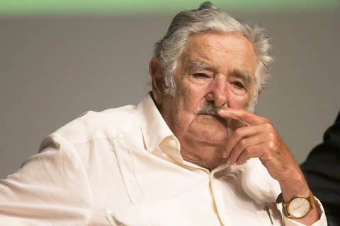 Uruguayan former President (2010-2015) Jose Mujica attends the signing of a loan contract between the Brazilian National Bank for Economic and Social Development (BNDES) and the New Development Bank (NDB) in Rio de Janeiro, Brazil, on December 6, 2023. (Photo by Daniel RAMALHO / AFP)