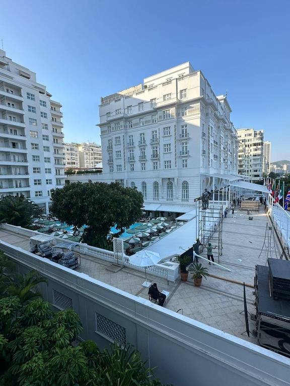 Hotel Copacabana Palace onde está a cantora Madonna. A cantora não está na piscina