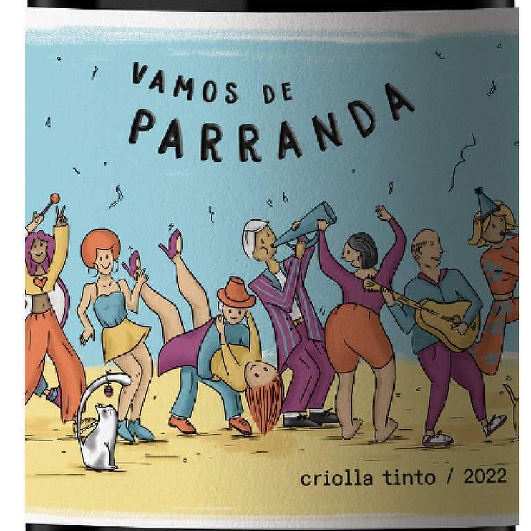Rótulo do vinho argentino Vamos de Parranda