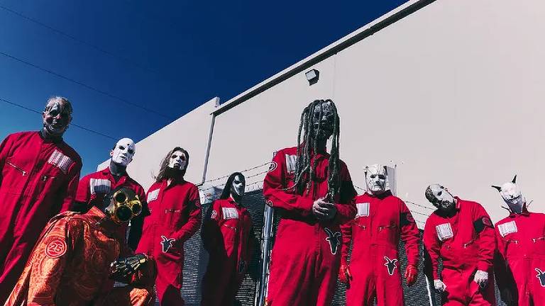 A banda Slipknot, que completa 25 anos de carreira