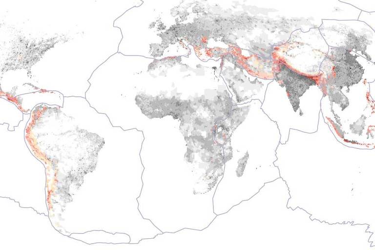 Mapa mostra onde vivem 1,73 bilhão de pessoas sob ameaça de terremoto