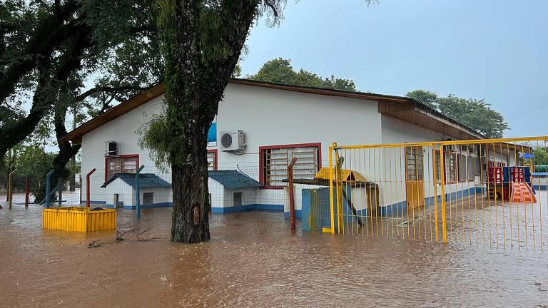 Escola infantil ficou alagada na cidade de Santa Cruz do Sul