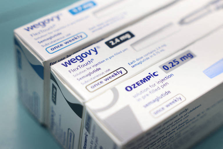 Caixas dos medicamentos Ozempic e Wegovy