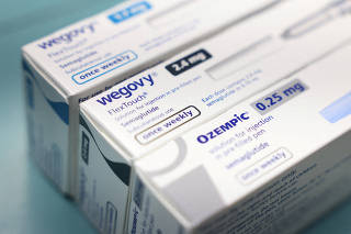 FILE PHOTO: Boxes of Ozempic and Wegovy made by Novo Nordisk are seen at a pharmacy in London