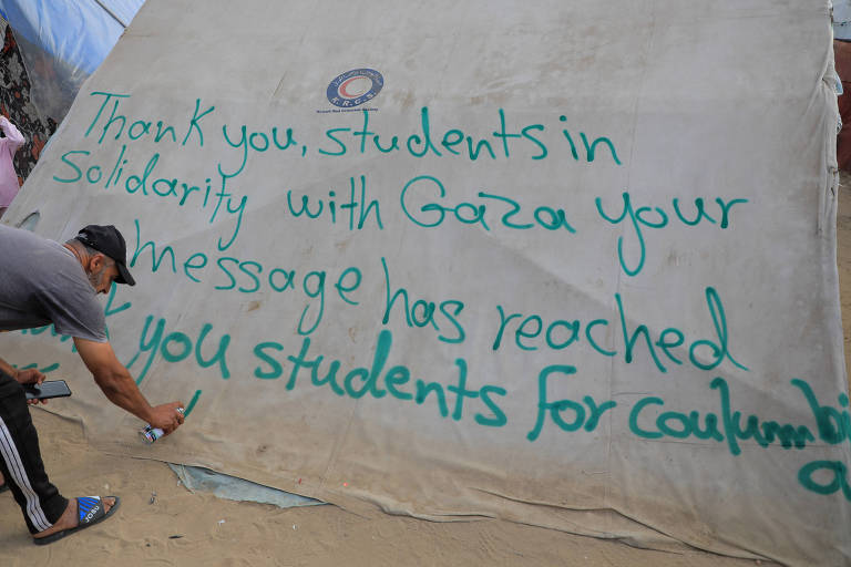 Palestinos em Gaza agradecem a manifestantes de universidades dos EUA
