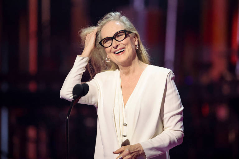 Meryl Streep durante o iHeartRadio Music Awards em Los Angeles, na Califórnia, em abril