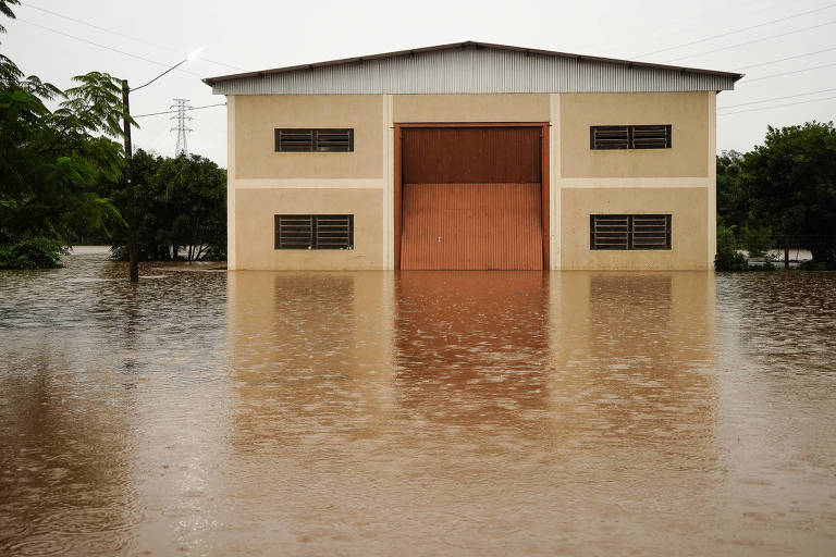 Região alagada em São Sebastião do Caí, no Rio Grande do Sul