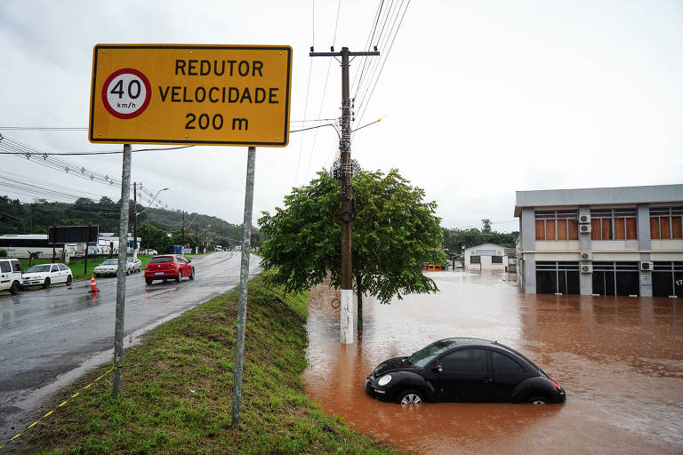 Região alagada em São Sebastião do Caí, no Rio Grande do Sul