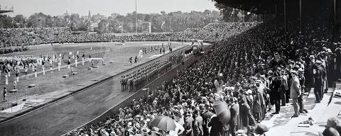 Cerimônia de abertura dos Jogos de 1924; estádio Yves du Manoir sediará hóquei sobre grama nos Jogos de 2024