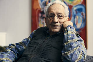 The artist Frank Stella, at home in New York on Feb. 5, 2019. (Christopher Gregory/The New York Times)