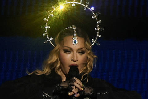 Madonna performs during a concert at the Copacabana beach in Rio de Janeiro, Brazil May 4, 2024. REUTERS/Pilar Olivares ORG XMIT: LIVE