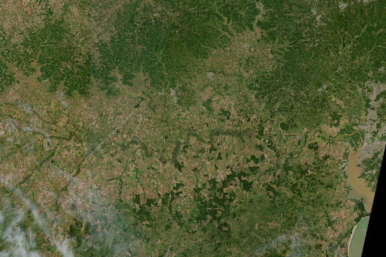Mapa de satélite mostra a Grande Porto Alegre
