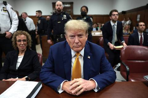 Former US President Donald Trump attends his trial for allegedly covering up hush money payments linked to extramarital affairs, at Manhattan Criminal Court in New York City, on May 7, 2024. Stormy Daniels, the porn actress at the heart of  Trump's hush money trial, was due to testify against the ex-president May 7, US media said, in a blockbuster moment in the courtroom drama rocking the scandal-plagued Republican's attempt to recapture the White House. (Photo by Win McNamee / POOL / AFP) ORG XMIT: 776136127