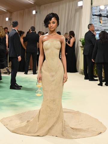 South African singer and songwriter Tyla arrives for the 2024 Met Gala at the Metropolitan Museum of Art on May 6, 2024, in New York. The Gala raises money for the Metropolitan Museum of Art's Costume Institute. The Gala's 2024 theme is Sleeping Beauties: Reawakening Fashion. (Photo by Angela Weiss / AFP)