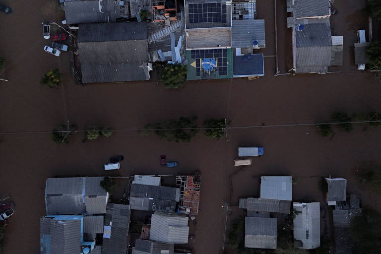 Vista de um drone da enchente na cidade de Eldorado do Sul, no Rio Grande do Sul
