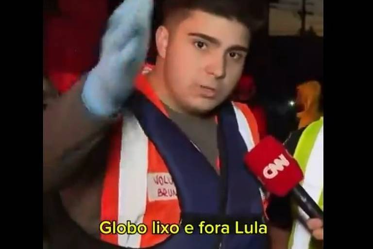 Socorrista diz 'Globo lixo e fora Lula' durante entrevista à CNN