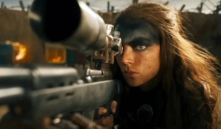 Atriz Anya Taylor-Joy em cena de "Furiosa: Uma Saga Mad Max"