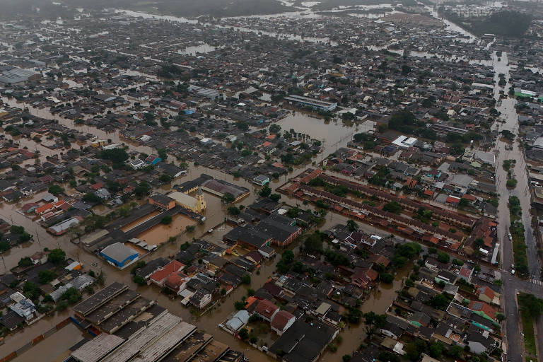 São Leopoldo, região metropolitana de Porto Alegre, sofre as consequências das inundações causadas pelas fortes chuvas no Rio Grande do Sul