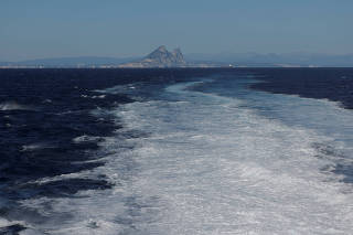 FILE PHOTO: The Rock of Gibraltar is seen from a ferry in the Strait of Gibraltar
