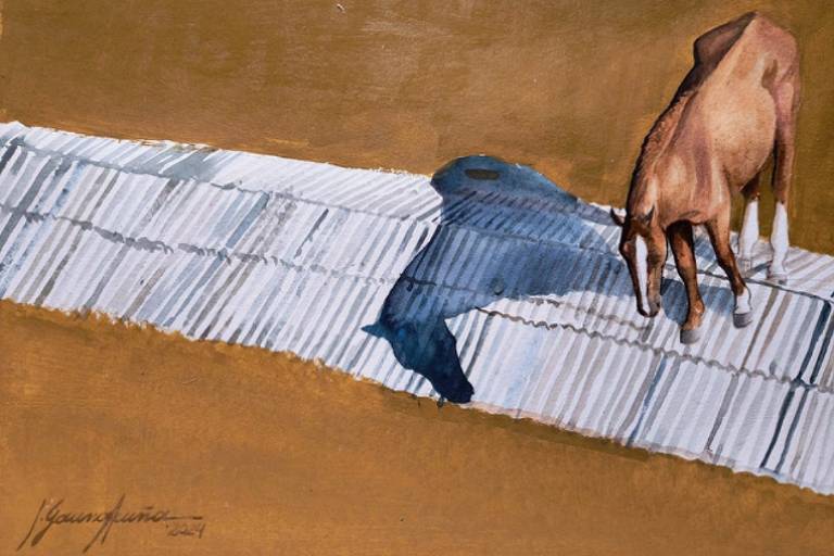Pintura do cavalo Caramelo é vendida por R$ 130 mil em leilão solidário para o RS