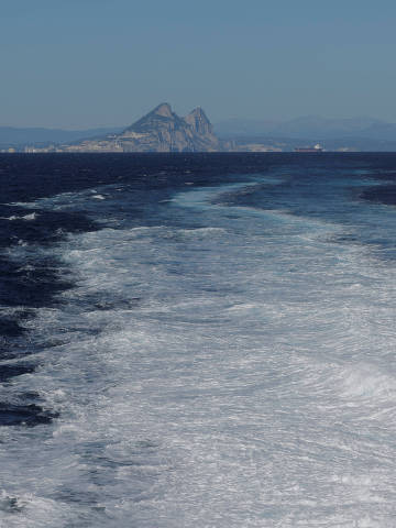 FILE PHOTO: The Rock of Gibraltar is seen from a ferry in the Strait of Gibraltar, southern Spain January 19, 2023. REUTERS/Jon Nazca/File Photo ORG XMIT: FW1
