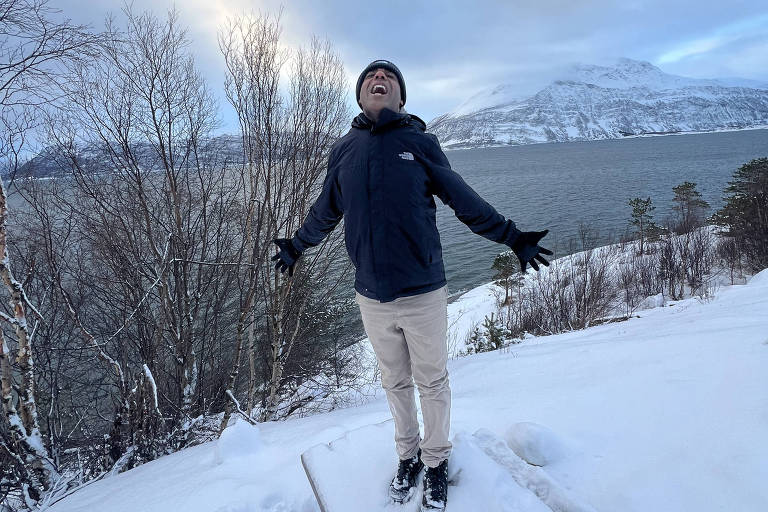 Na Noruega, no dia mais frio de toda a viagem