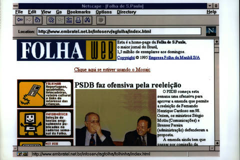Página da Folha Web em 1995.
