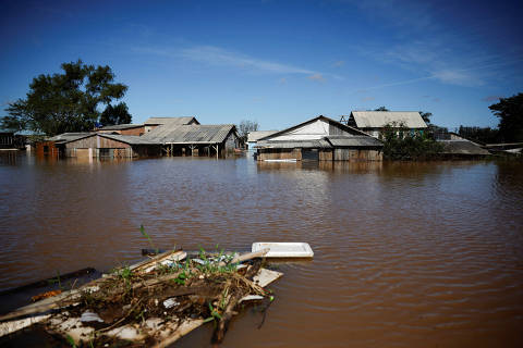 A view of the flooded fishing hamlet of Paqueta in Canoas, Rio Grande do Sul state, Brazil, May 14, 2024. REUTERS/Adriano Machado ORG XMIT: GGGAHM41