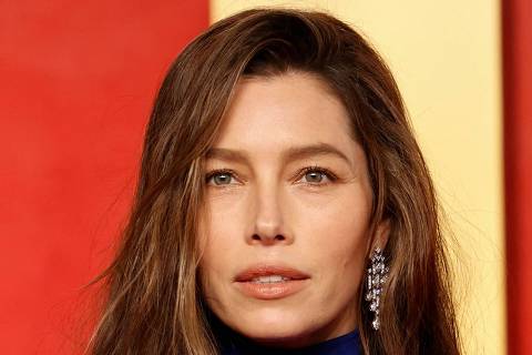 US actress Jessica Biel attends the Vanity Fair Oscars Party at the Wallis Annenberg Center for the Performing Arts in Beverly Hills, California, on March 10, 2024. (Photo by Michael TRAN / AFP)