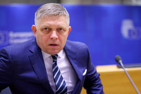 Slovakia's Prime Minister Robert Fico attends a European Union leaders summit in Brussels, Belgium March 22, 2024. REUTERS/Johanna Geron ORG XMIT: FW1