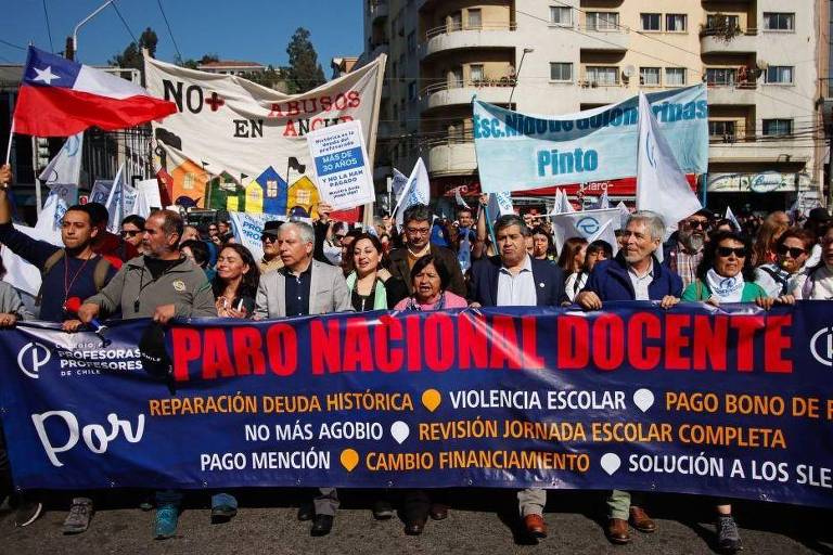 Protesto de professores no Chile