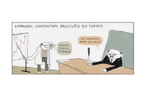 Charge do cartunista João Montanaro, publicada na página A2 do jornal Folha de S.Paulo, em 20 de maio de 2024