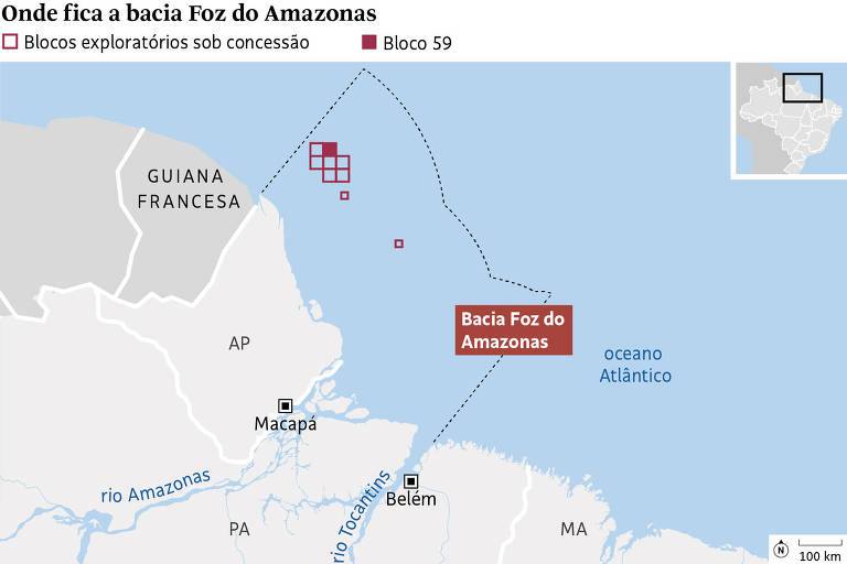 Mapa da bacia Foz do Amazonas