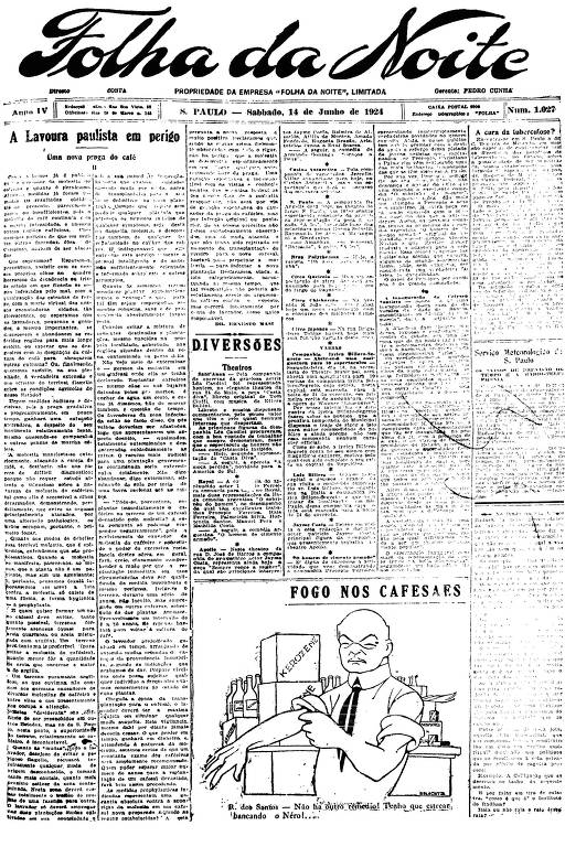 Primeira Página da Folha da Noite de 14 de junho de 1924