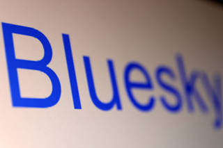 Illustration shows Bluesky social network logo