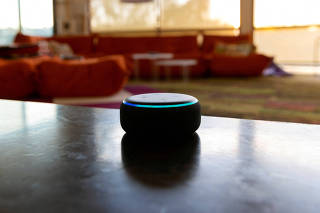FILE PHOTO: Amazon's DOT Alexa device is shown in this picture illustration