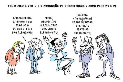 Da esq. p/ dir.: Lula, Gleisi Hoffmann, presidente do PT Sergio Moro, Valdemar Costa Neto, presidente do PL, e Jair Bolsonaro