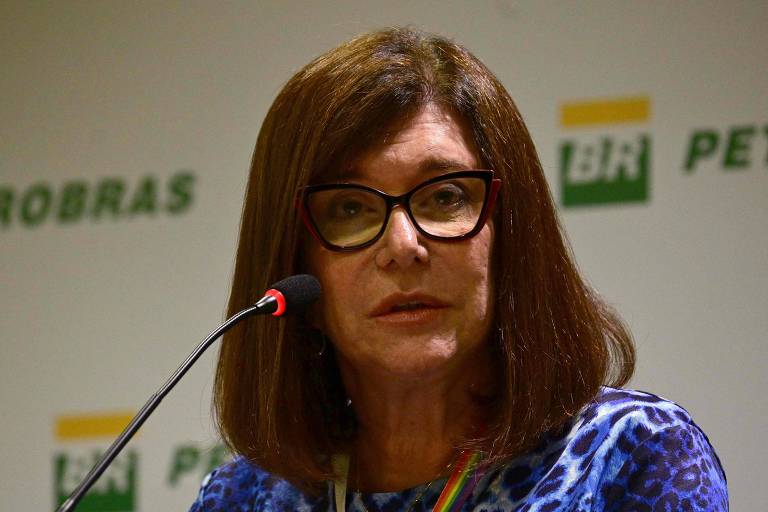 Magda Chambriard, nova presidente da Petrobras, durante sua primeira entrevista coletiva, nesta segunda (27)
